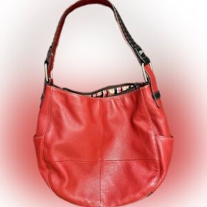 Tignanello Hobo Red and Brown Leather Handbag